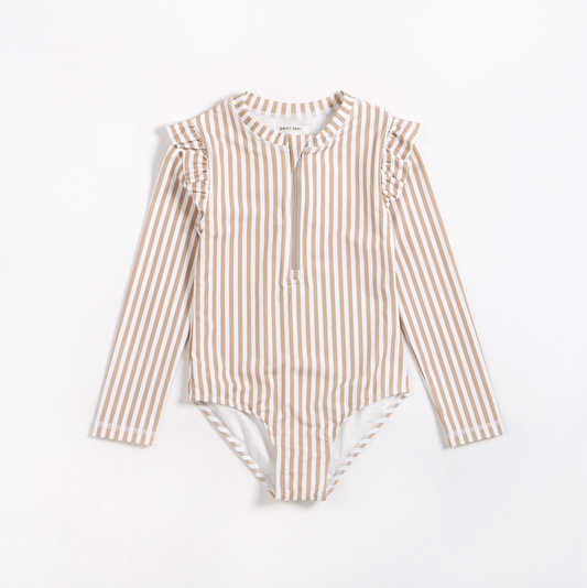 Taupe Stripe Long Sleeve One Piece