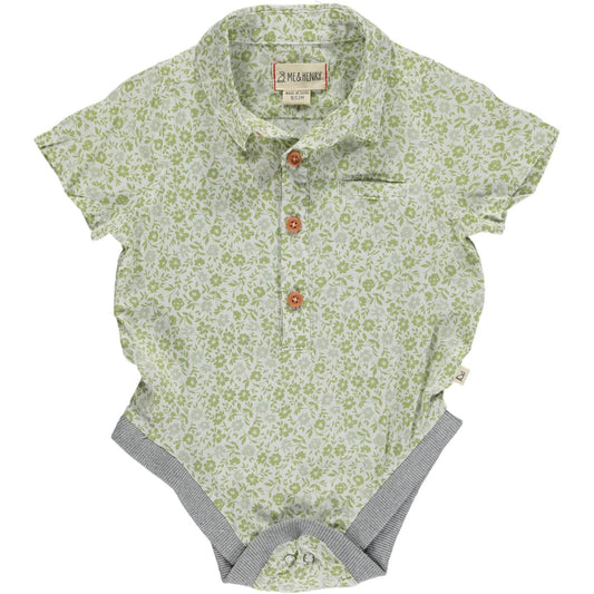 Green Floral Polo Onesie
