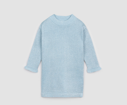 Blue Lurex Knit Sweater Dress