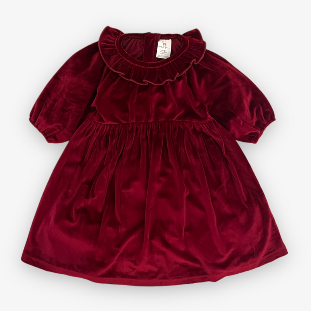 Cranberry Velvet Maxine Dress