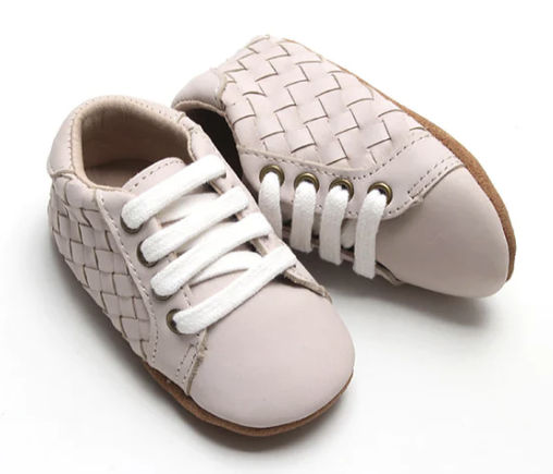 Dusty Pink Soft Sole Leather Woven Sneaker