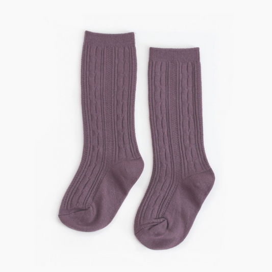 Dusty Plum Cable Knit Socks