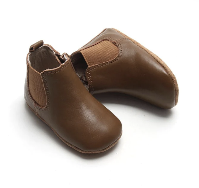 Espresso Leather Boots, Soft Sole