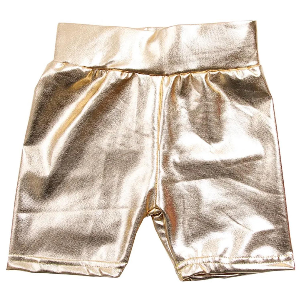 Gold Metallic Biker Shorts
