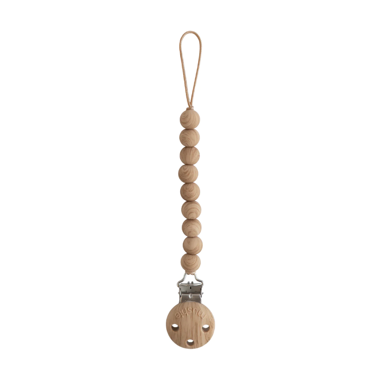 Hera Silicone Pacifier Clip, Faux Wood