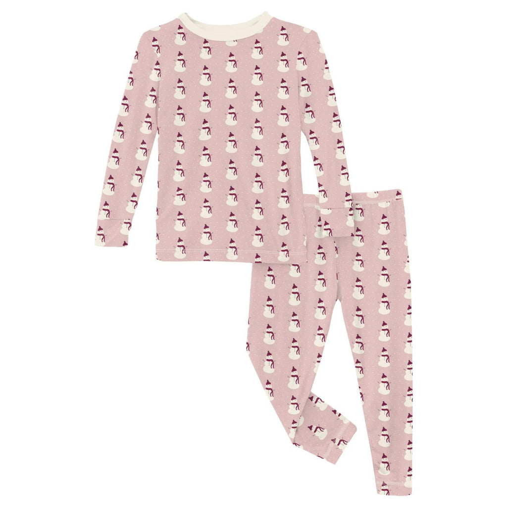 Kickee Pants: Baby Rose Tiny Snowman Pajama Set