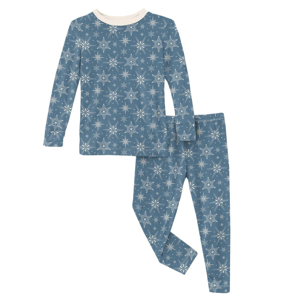 Kickee Pants: Parisian Blue Snowflakes Pajama Set