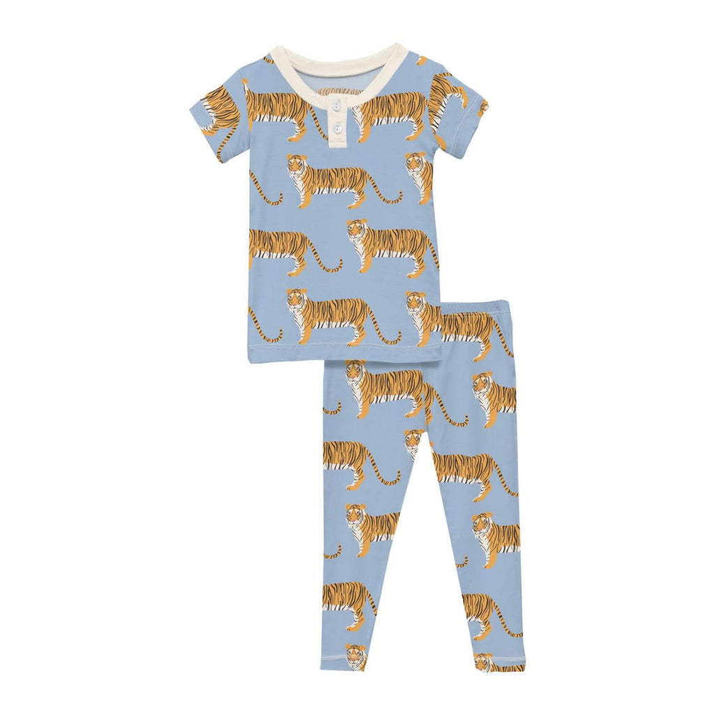 Kickee Pants: Pond Tiger Henley Pajama Set
