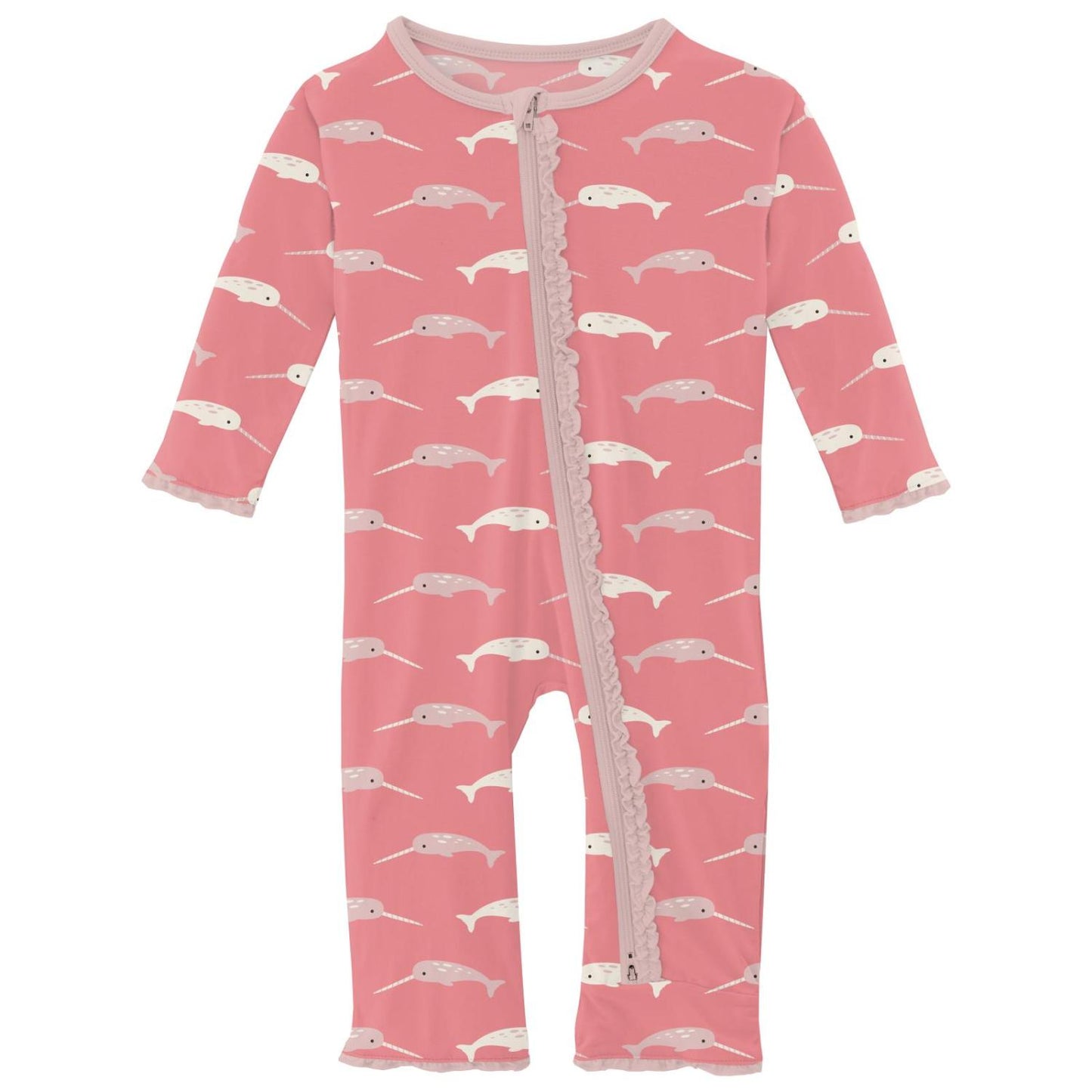 Kickee Pants: Strawberry Narwhal Ruffle Coverall