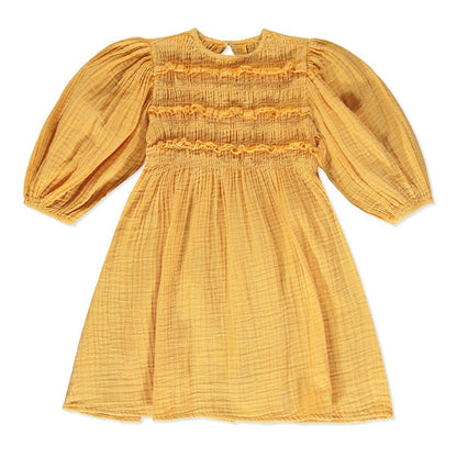 Mustard Peasant Dress