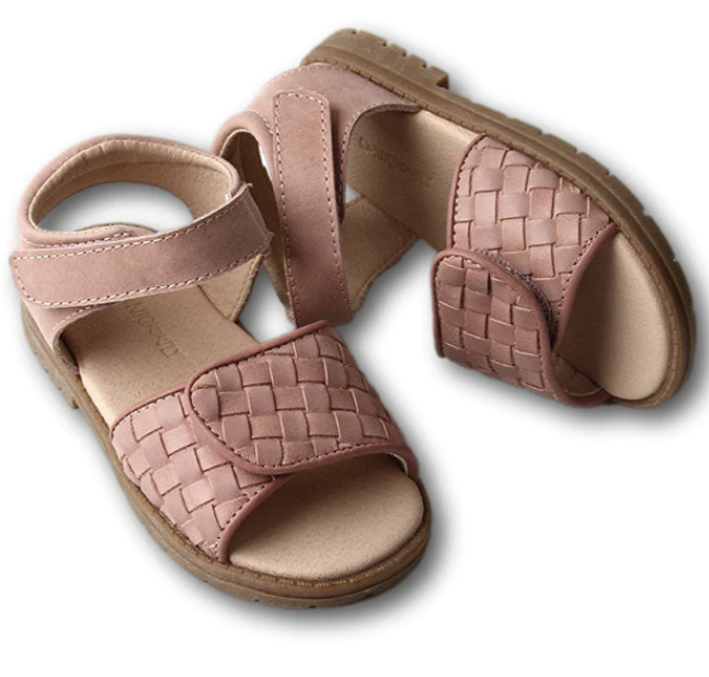 Rose Cloud Leather Woven Sandal