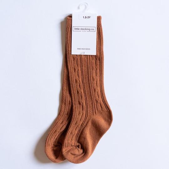 Sugar Almond Cable Knit Socks
