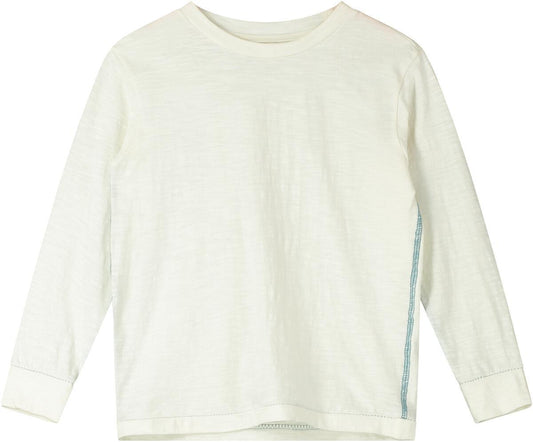 White Contrast Stitch Long Sleeve Tee