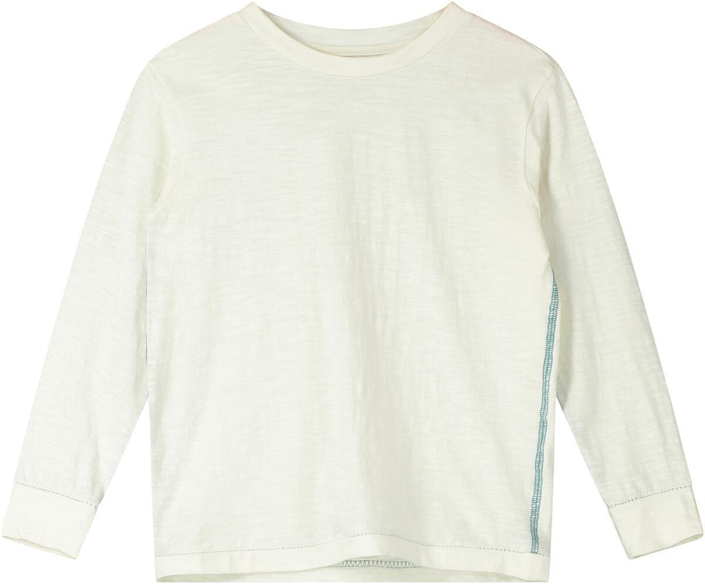 White Contrast Stitch Long Sleeve Tee