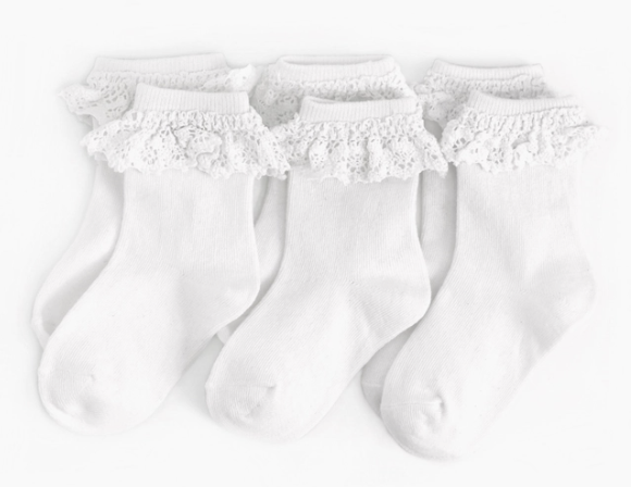 White Lace Top Midi Socks