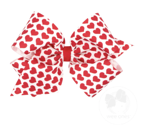 White & Red Heart Bow