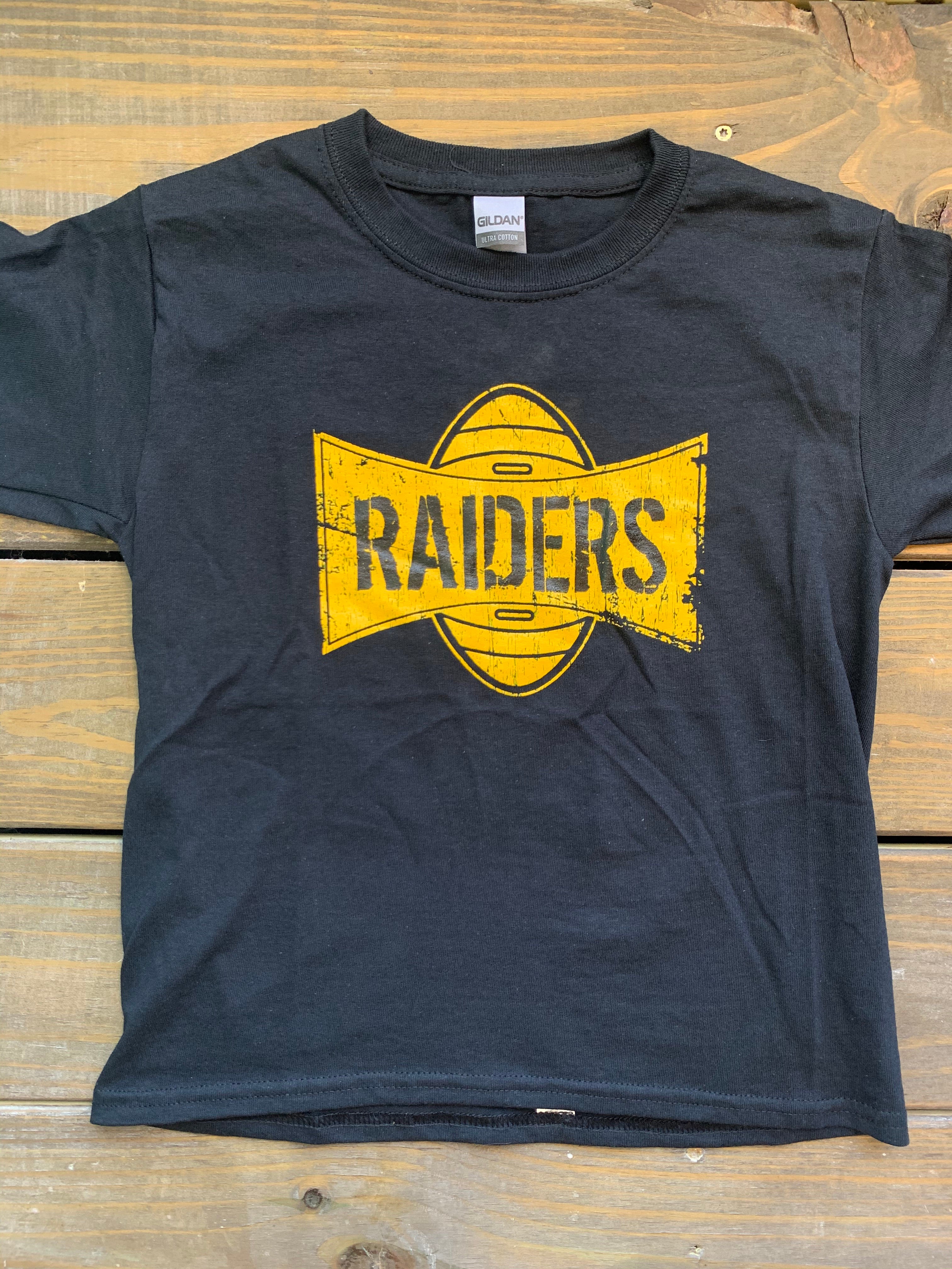 Oakland Raiders on an abraded steel texture T-Shirt by Movie Poster Prints  - Fine Art America