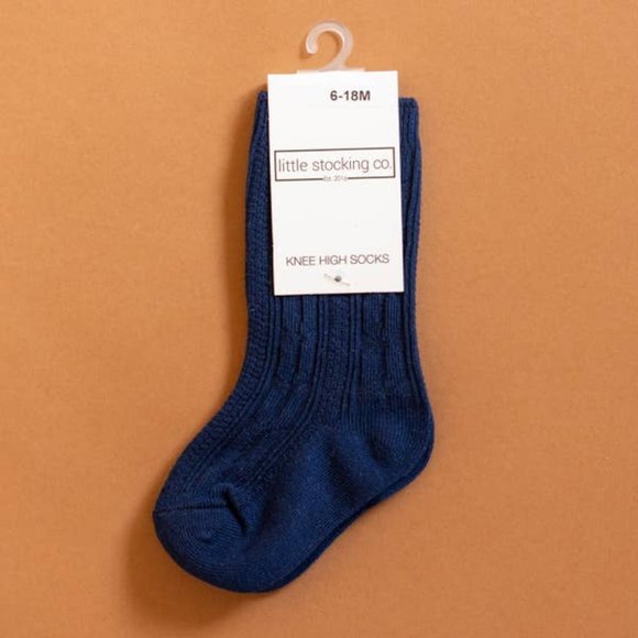 Navy Cable Knit Socks